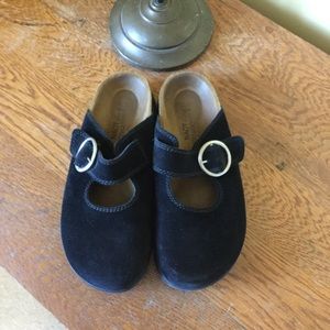 Naot black suede Mary Jane mules